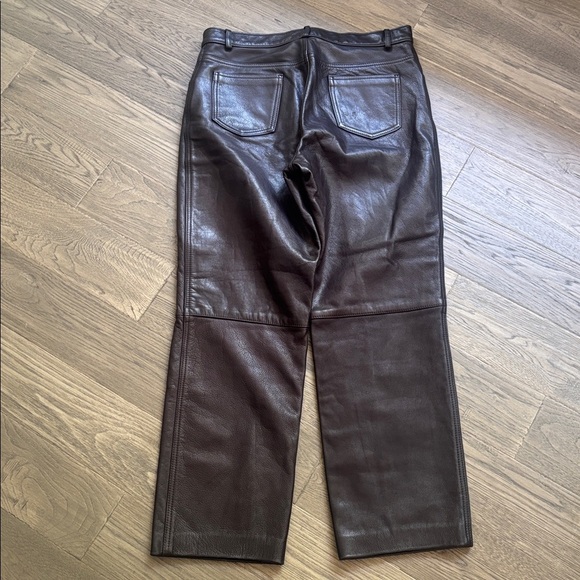 Bod & Christensen | Vintage 100% Leather Black Wide Leg Leather Pants Size S/M - Picture 11 of 12